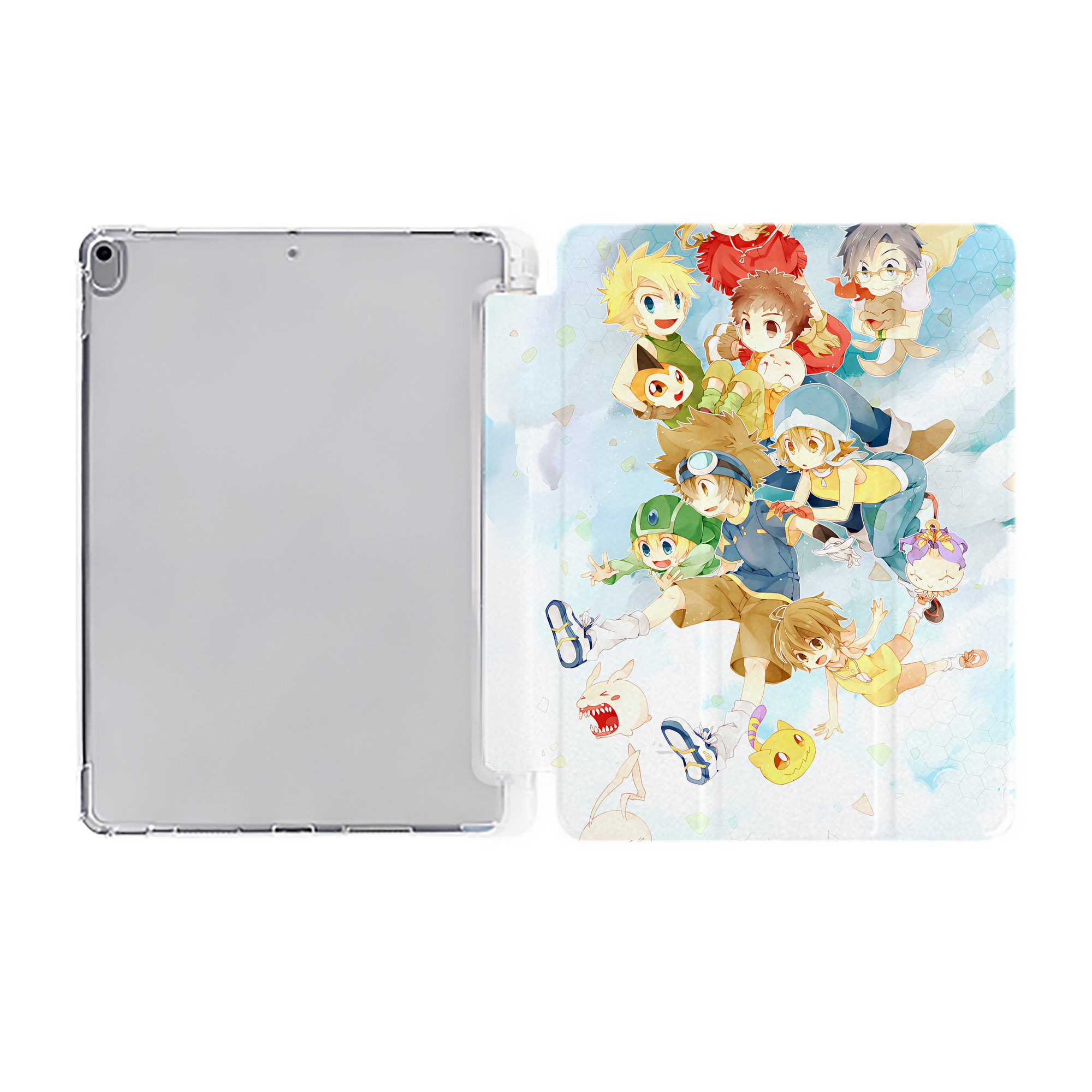 （画像用） Digimon デジタルモンスター/デジモン IPad ケース ペン収納付き 三つ折りスタンド PUレザー×シリコン 対応機種9.5/10.5/10.9インチ